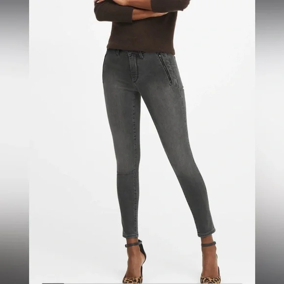 Banana Republic Mid-Rise Skinny Zip Pocket Jeans Grey Size 28 - Picture 3 of 12